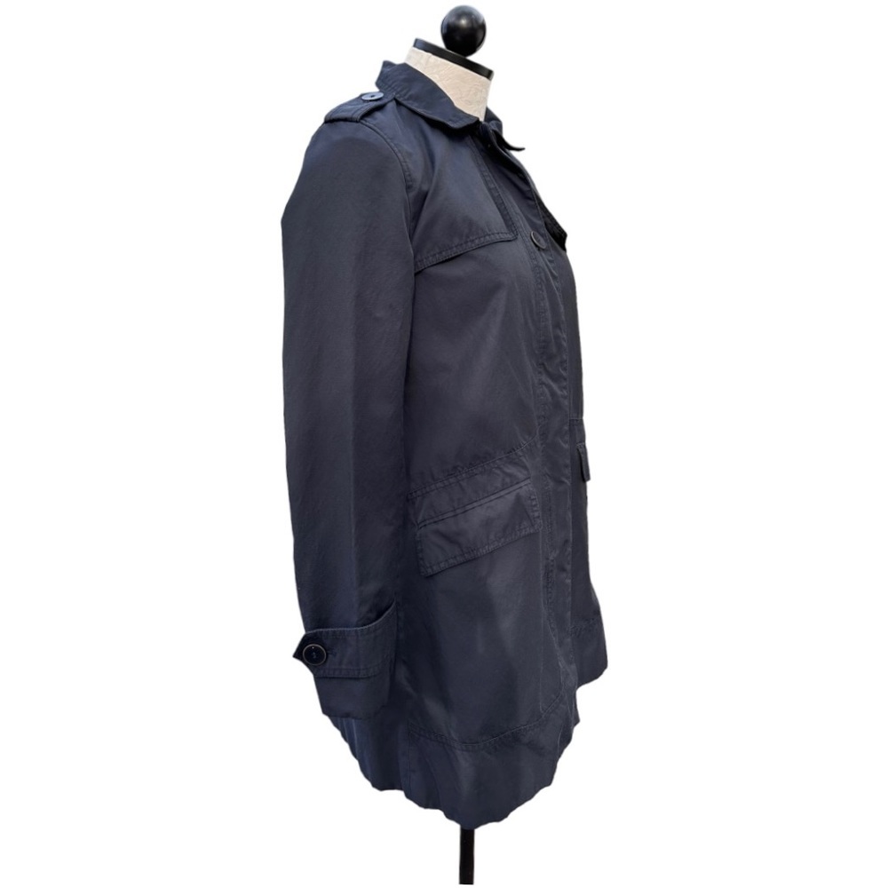 Zara Jacket Trench Coat Navy Blue Zip Front Lined Size XS - Picture 9 of 11